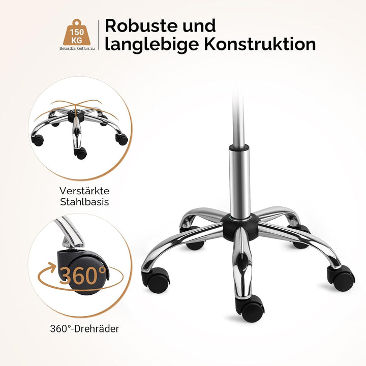 Bonnlo Sattelhocker mit Rollen 360°, Sattelhocker Höhenverstellbar 48-63cm, Rollhocker Ergonomisch 1