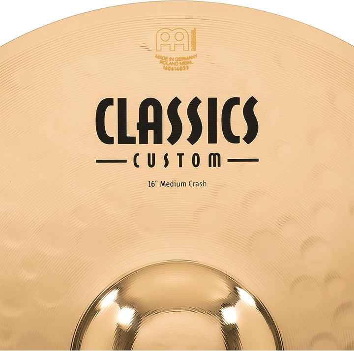 Meinl Cymbals Classics Custom Brilliant Crash Medium 16 Zoll (Video) Schlagzeug Becken – Paar – (40,