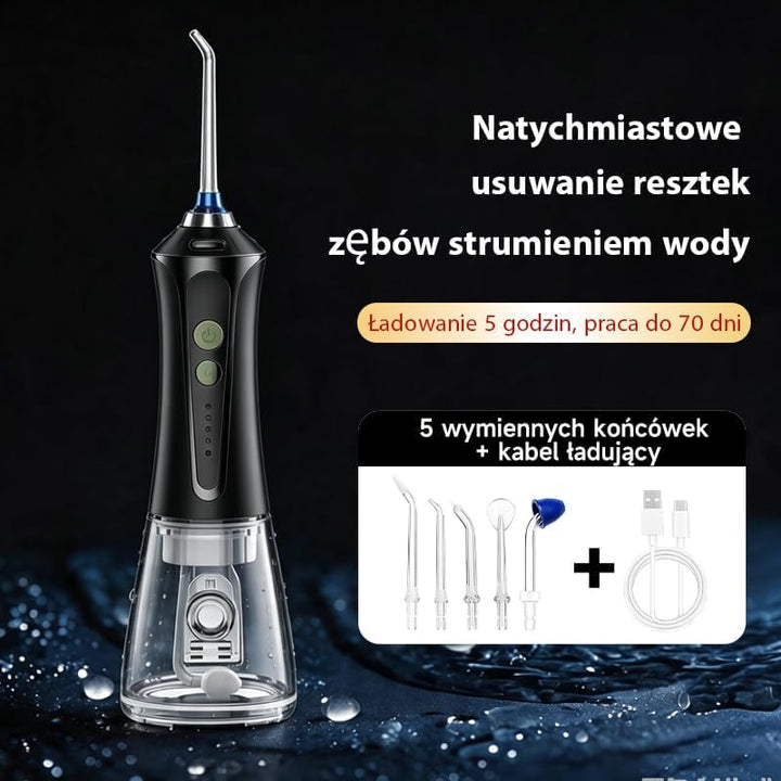 Elektrische Mundspülung Drahtlos Mit Tank 300ml Und 5 Spitzen 2500mAh IPX7 Wasserdicht Zahnspüler, E
