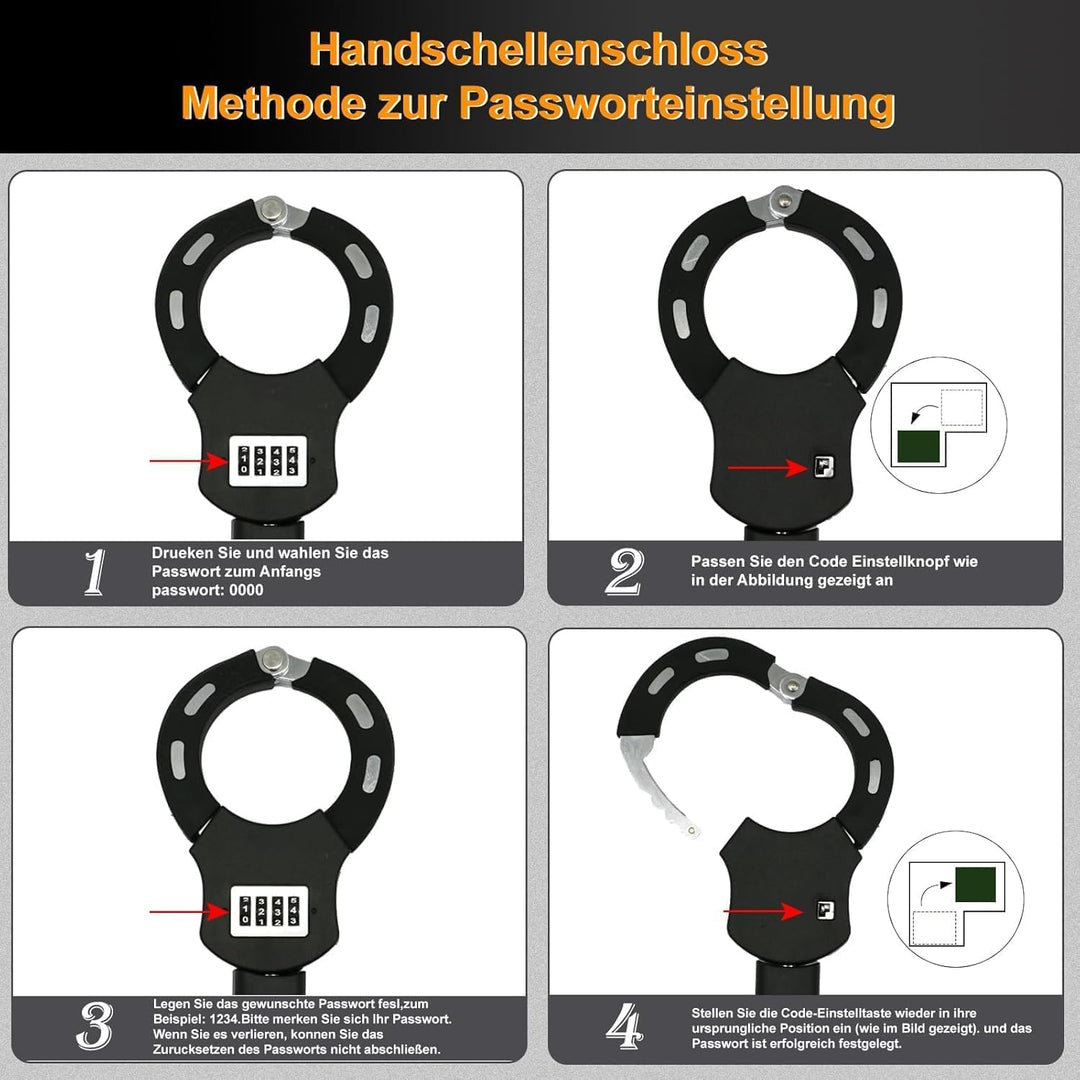 E Scooter Schloss,E Scooter Schloss mit Zahlencode,Handschellenschloss E Scooter,Silikonschutz Gegen