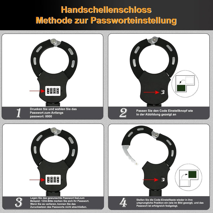 E Scooter Schloss,E Scooter Schloss mit Zahlencode,Handschellenschloss E Scooter,Silikonschutz Gegen