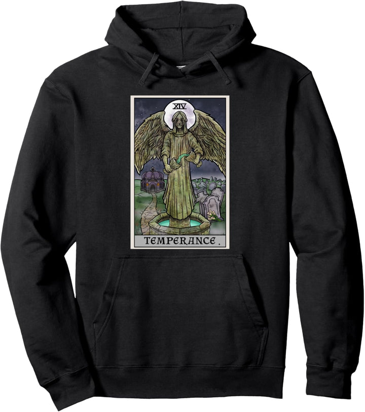 Temperance Tarotkarte Gothic Halloween Weinender Engel Horror Pullover Hoodie