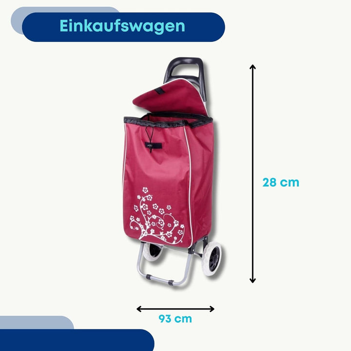Einkaufstrolley Einkaufsroller Einkaufswagen Einkaufstasche auf Rollen weinrot 30 L 25 kg