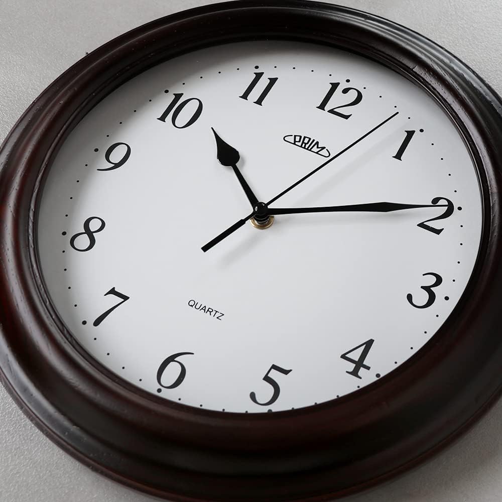 PRIM Dark Wood Wall Clock - 29CM Analoge Wanduhr aus Holz gemacht traditionelle Holzuhr mit arabisch