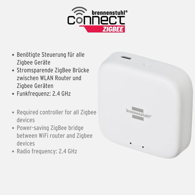 Brennenstuhl Connect Zigbee Gateway GWY CZ 01 (Zigbee Bridge für die Steuerung von Zigbee Smart Home