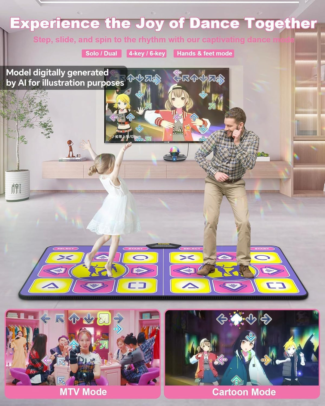 Elektronische Doppel-Tanzmatte für TV Mit Kamera, rutschfeste Tanzspielzeug für Kinder Erwachsene, G