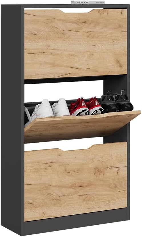 Vicco Schuhkipper Luca, Anthrazit/Goldkraft Eiche, 59 x 105 cm mit 3 Fächern Anthrazit/Goldkraft Eic