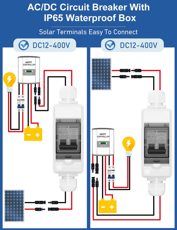 DIHOOL DC trennschalter PV anlage, Miniatur Leistungsschalter, DC12V-400V Sicherungsautomat 1 String