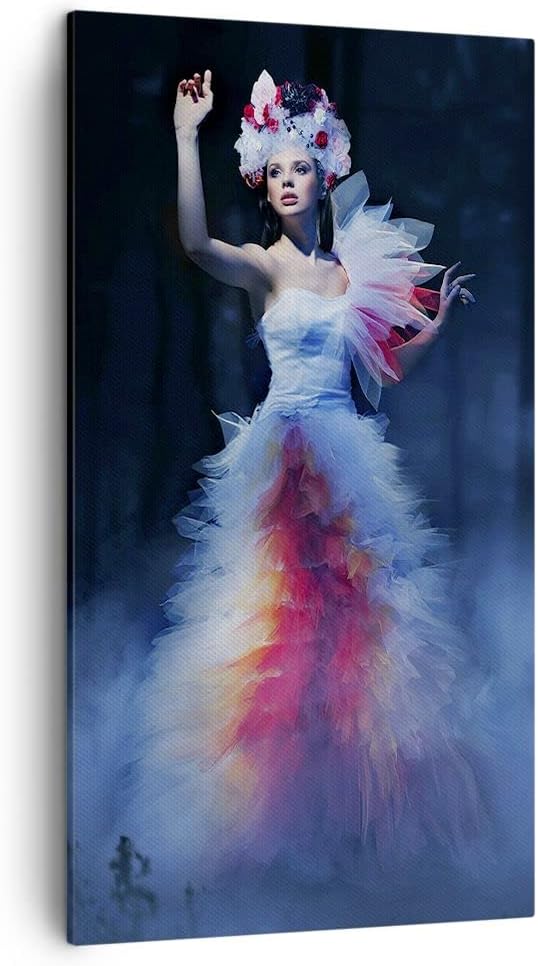 Bilder auf Leinwand Frau Geheimnis Nacht Wald Leinwandbild mit Rahmen 45x80cm Wandbilder Dekoration