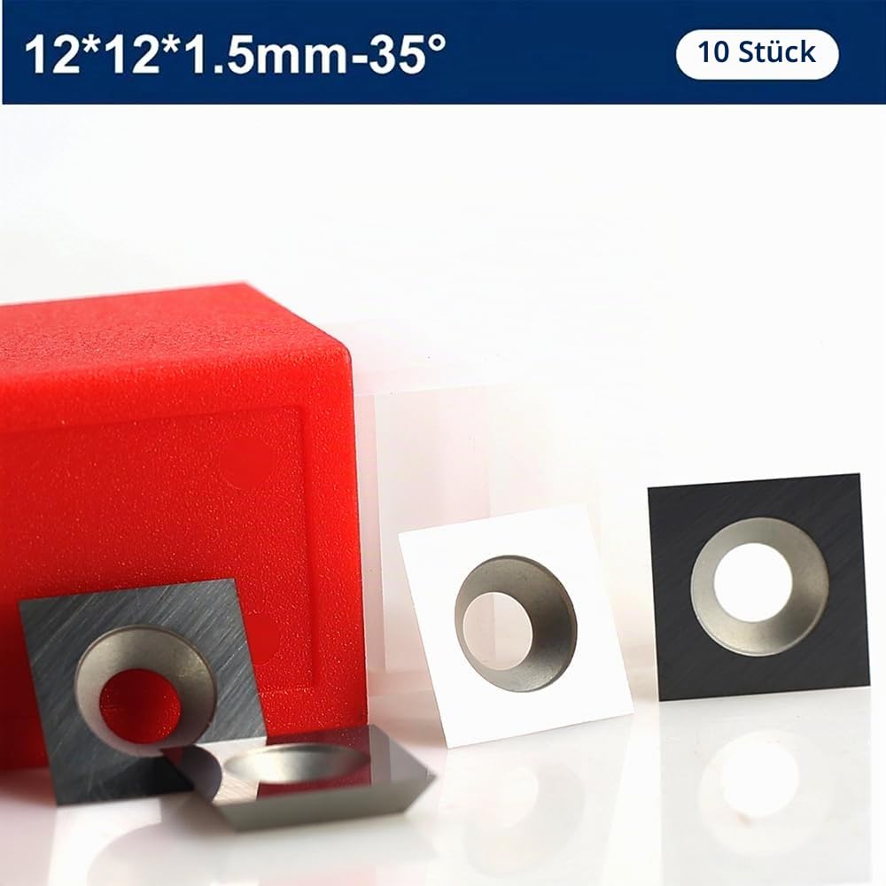 glryd Hartmetall-Wendeplatten, Wendeplatten Wendemesser 10 Stück Ersatzklingen, 12x12x1,5 mm, 35°, V