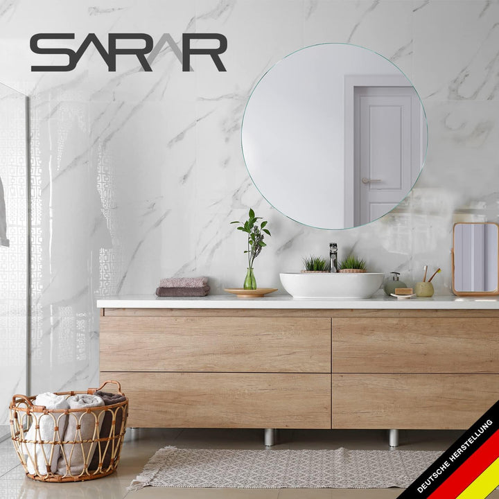 SARAR | Badspiegel Badezimmerspiegel KS6, Kristallspiegel, Wandspiegel Badezimmer, Klebespiegel ohne