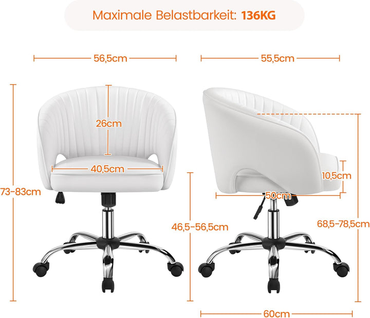Yaheetech Bürostuhl aus Kunstleder, Ergonomischer Schreibtischstuhl mit Armlehnen, Drehstuhl mit Rol