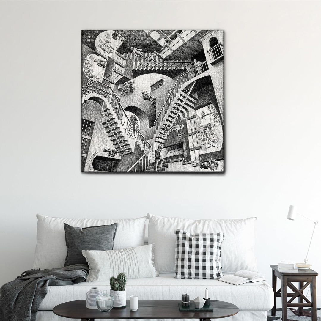 Giallobus - Bild - Druck AUF LEINWAND - M.C. Escher - RELATIVITÄT - 70 x 70 cm, 70 x 70 CM