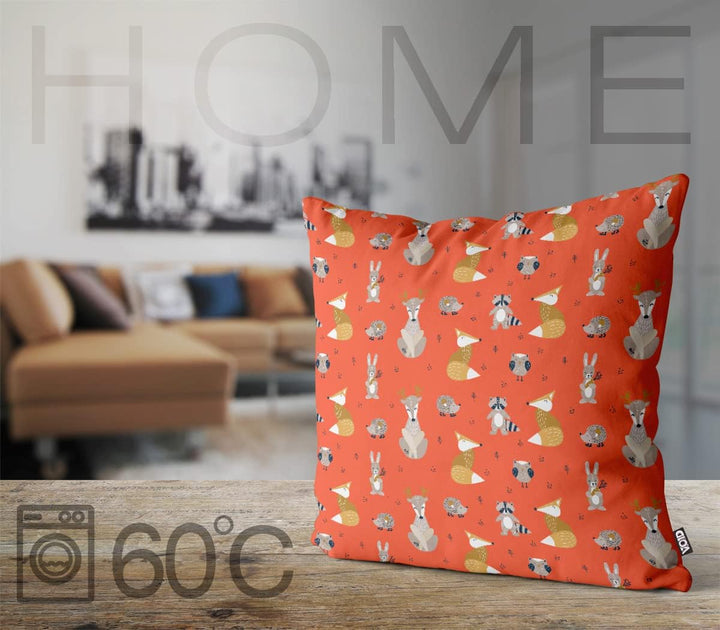 VOID Tiere des Waldes orange Kissenbezug Kissenhülle Sofakissen Kissen Deko Outdoor-Kissen Dekokisse