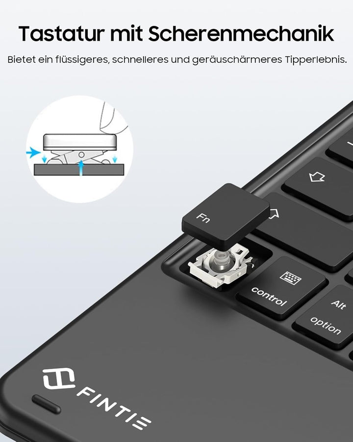 FINTIE Kabellose Bluetooth Tastatur mit Touchpad, Beleuchtet Schwarz, Beleuchtet Schwarz