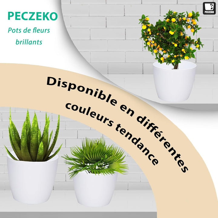 PECZEKO Glänzende Blumentöpfe - Deko Pflanztopf für Blumen & Kräuter - Langlebige & leichte runde Ku