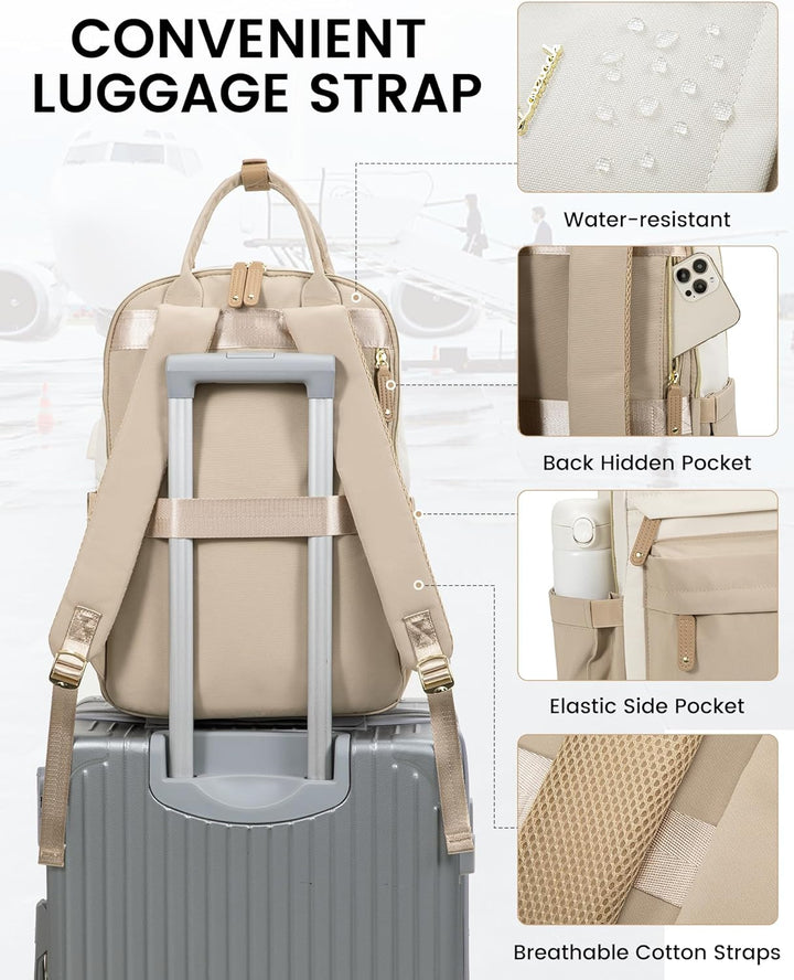 LOVEVOOK Rucksack Damen, 15,6 Zoll Laptop Schulrucksack Reiserucksack Wasserdicht Arbeitstasche Back