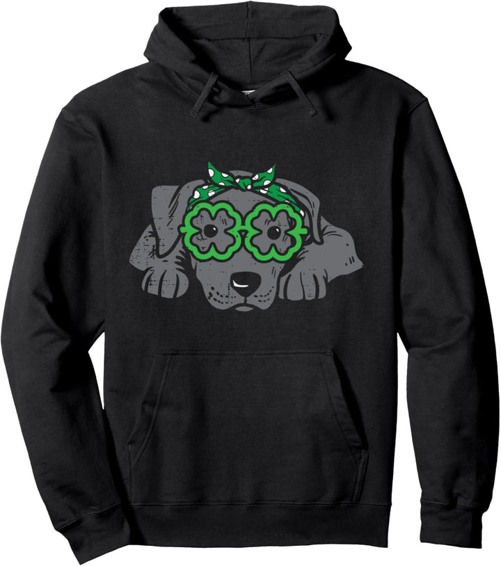 Pitbull Headband Shamrock Glasses St Patricks Day Dog Gift Pullover Hoodie