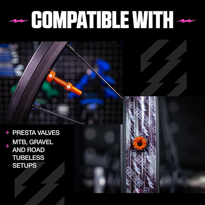 Muc-Off Unisex-Erwachsene V2 Presta Tubeless Ventile, Orange, 44mm Orange 44mm, Orange 44mm