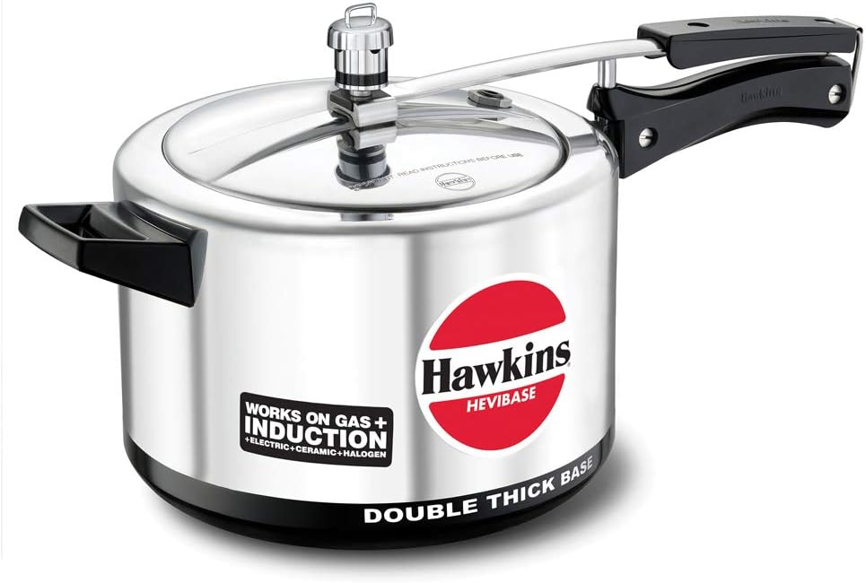 HAWKINS H 56 H56 Hevibase Schnellkochtopf, Induktionskompatibel, Aluminium, 5 Liter, Silber 5-Litre,