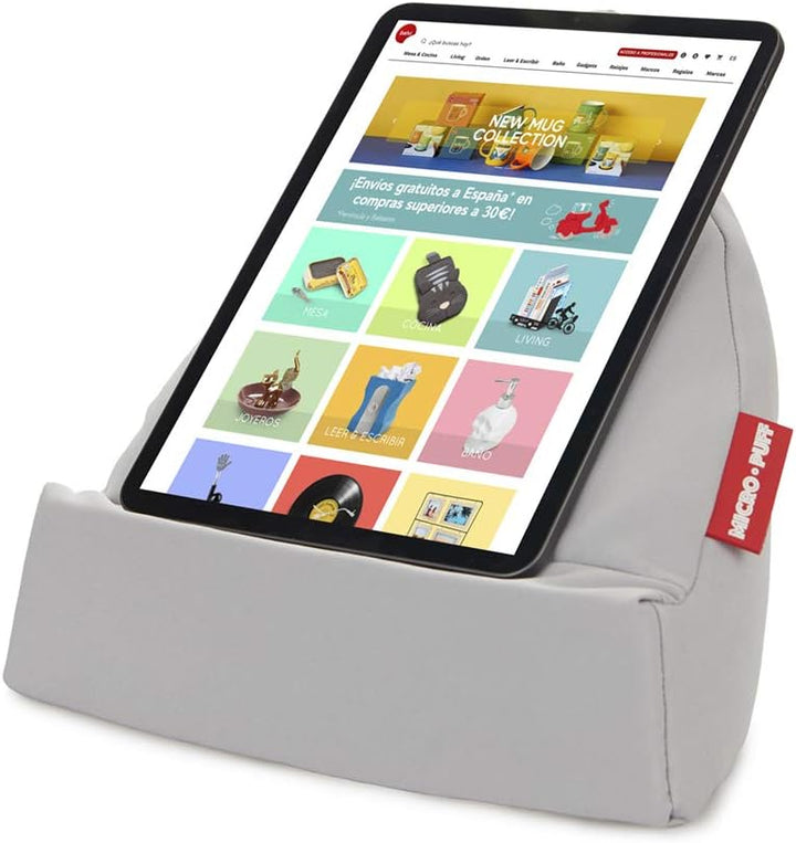 balvi Micro Puff Grau Farbe Kissen Tablette, Smartphone, E-Bücher Desenfundable Baumwolltasche Polye