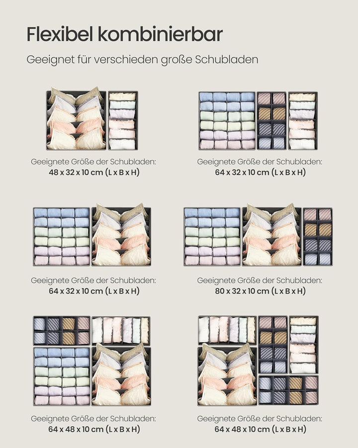 SONGMICS Unterwäsche-Organizer 8er Set, Schubladen-Organizer, faltbar, Ordnungssystem Kleiderschrank