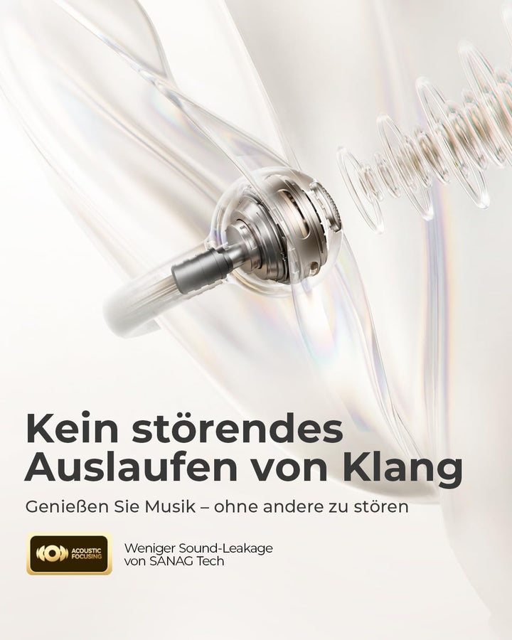 SANAG S6SUltra Open Ear Kopfhörer, Clip On Earbuds Kabellos Bluetooth 6.0, 42H Spielzeit, IP67 Wasse