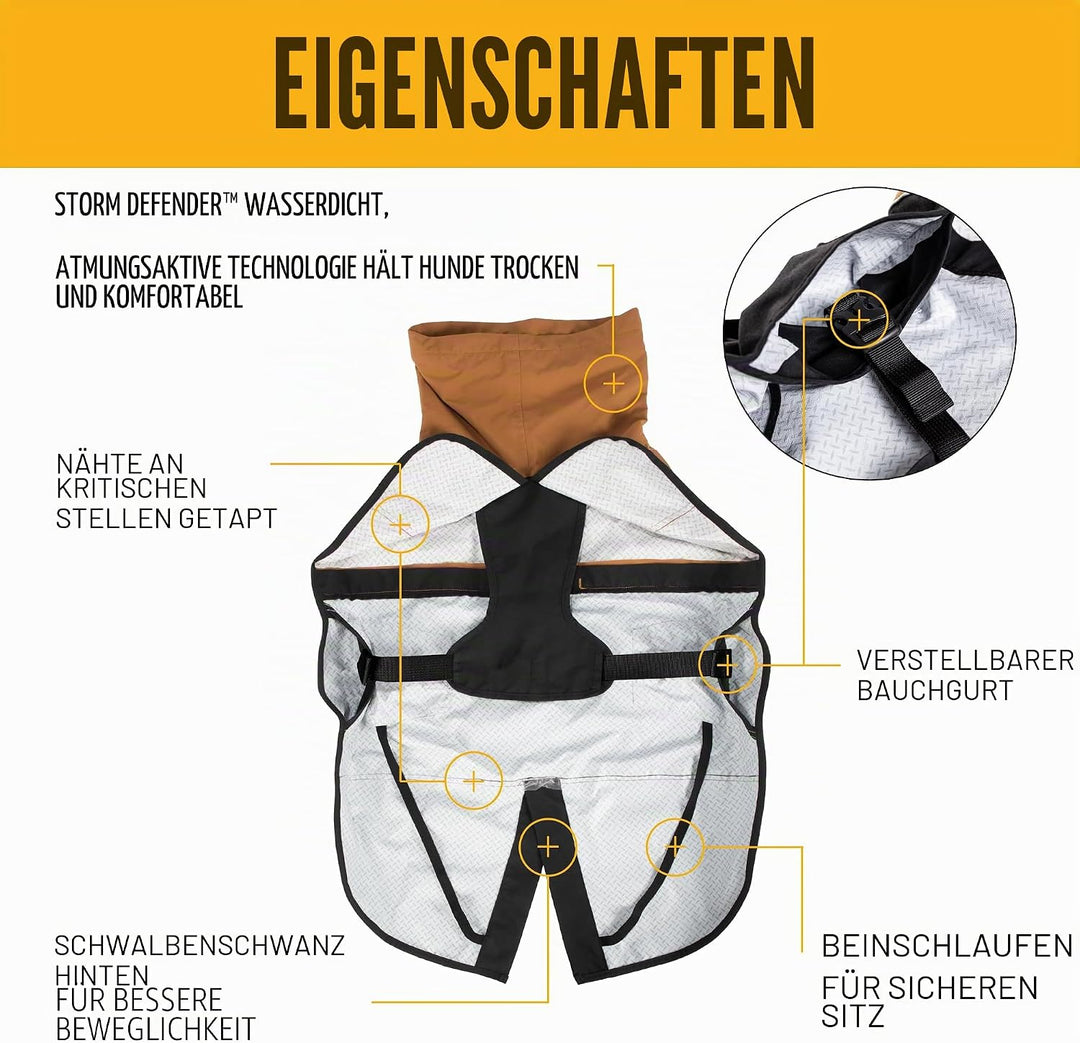 Carhartt Strapazierfähige Hunde-Regenjacke mit wasserdichtem Sturmschutz-Material und verstellbaren