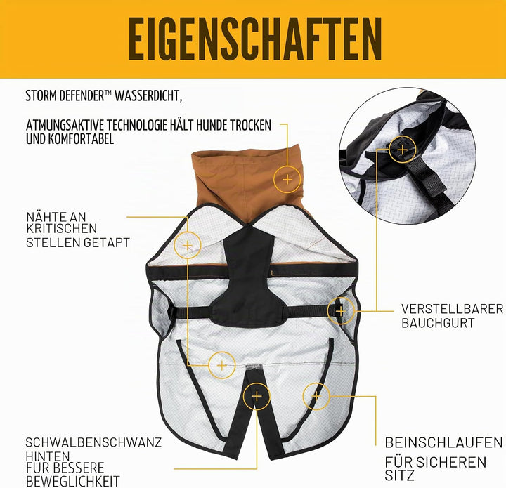 Carhartt Strapazierfähige Hunde-Regenjacke mit wasserdichtem Sturmschutz-Material und verstellbaren