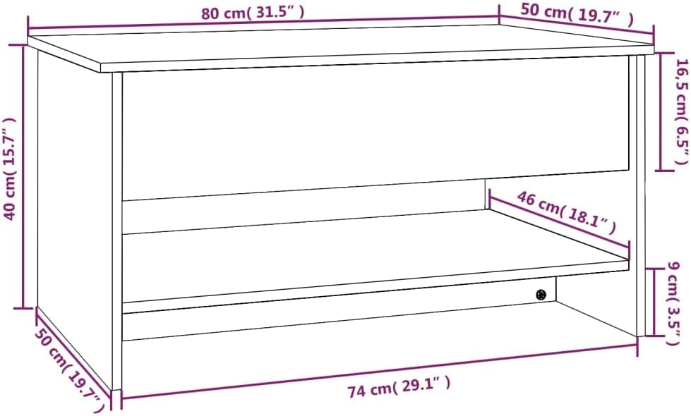 FIRBNUS 80x50x40 cm Couch Tisch Wohnzimmertisch Höhenverstellbar Beistelltisch Wohnzimmertisch Verst