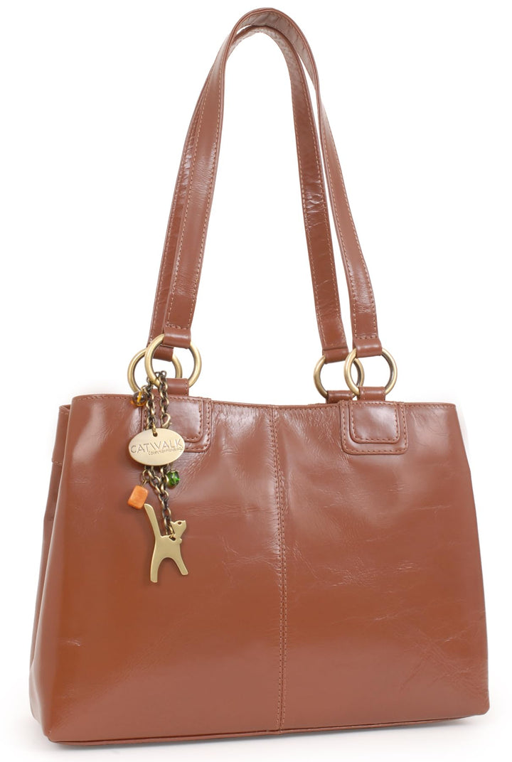 Catwalk Collection Handbags - Leder - Umhängetasche/Grosse Tasche - BELLSTONE Braun, Braun
