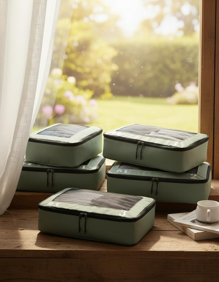 ECOHUB Packwürfel für Koffer, 7 Stück, Reise-Organizer, Packtaschen, recyceltes PET, umweltfreundlic