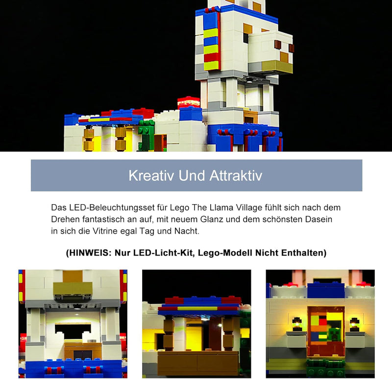 Stimmenkontrolle Led Licht-Kit für Lego Minecraft Das Lamadorf Set, Led Beleuchtungs Set für Lego 21