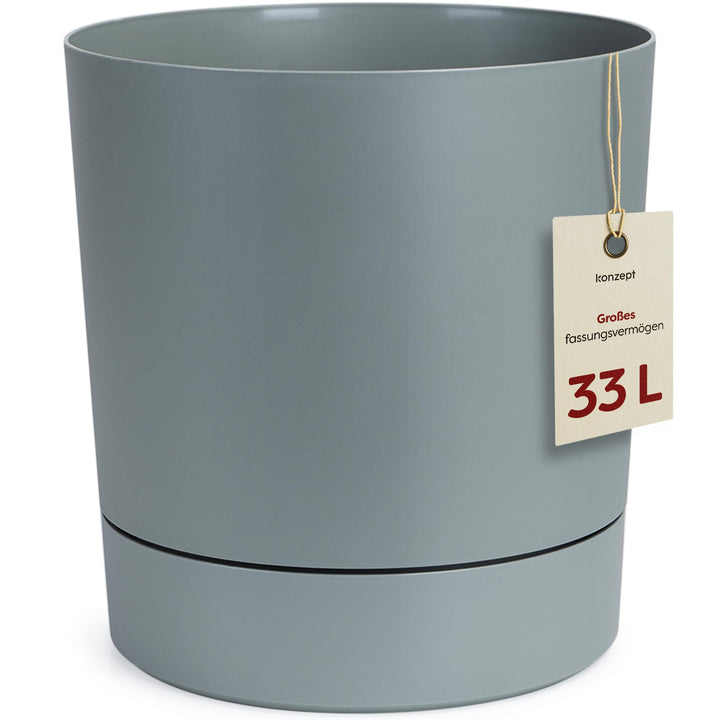 KONZEPT Blumentopf mit Untersetzer 38 cm - grosser Übertopf aus Kunststoff für Zimmerpflanzen, moder