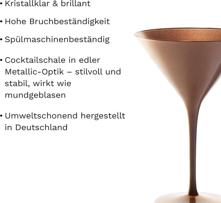 Stölzle Lausitz Cocktailschale Elements 240ml I Martini Gläser 6er Set I bronze I Cocktailgläser spü