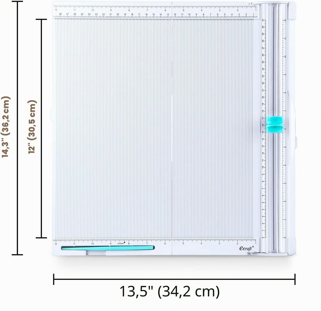 Ecraft Papierschneidebrett: 30,5 x 30,5 cm Bastelpapierschneider, zusammenklappbar und Punktzahl für