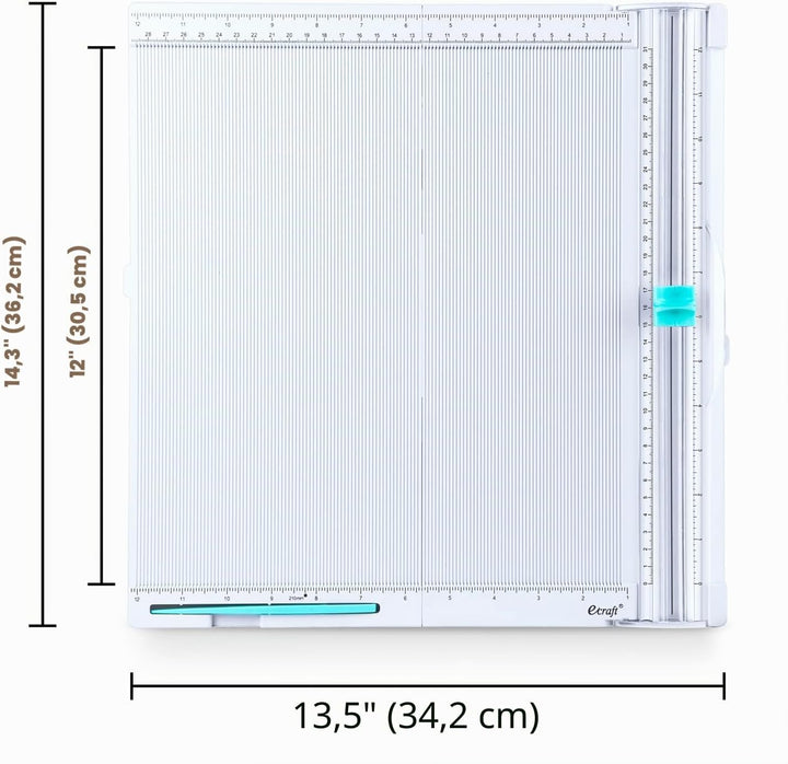 Ecraft Papierschneidebrett: 30,5 x 30,5 cm Bastelpapierschneider, zusammenklappbar und Punktzahl für