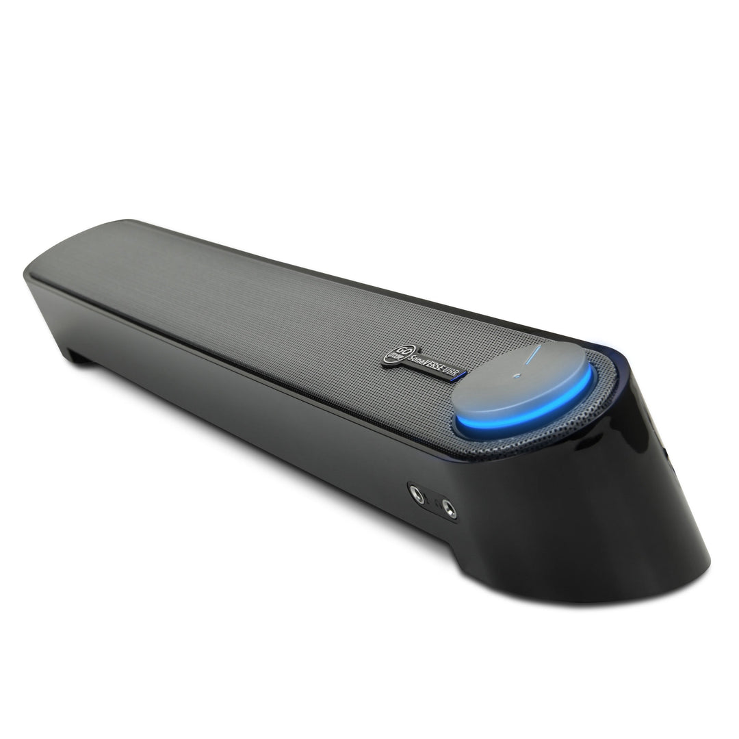 GOgroove Soundbar für PC Lautsprecher für Computer: Tragbarer 2.0 Stereo Speaker mit Eingebauten Sou