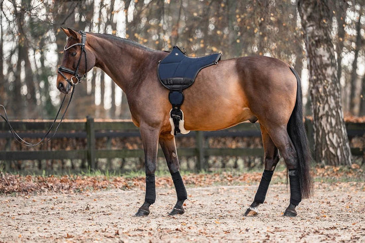 Equinate Reitpad Toledo aus Mikrofaser Navy - Bareback Pad mit pflegeleichter Neopren Unterseite - R