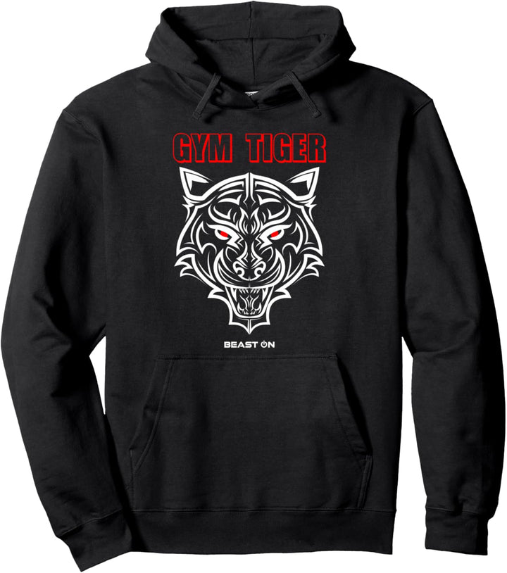 Gym Tiger Kopf Rot Tier Gains Workout Fitness Training Pullover Hoodie