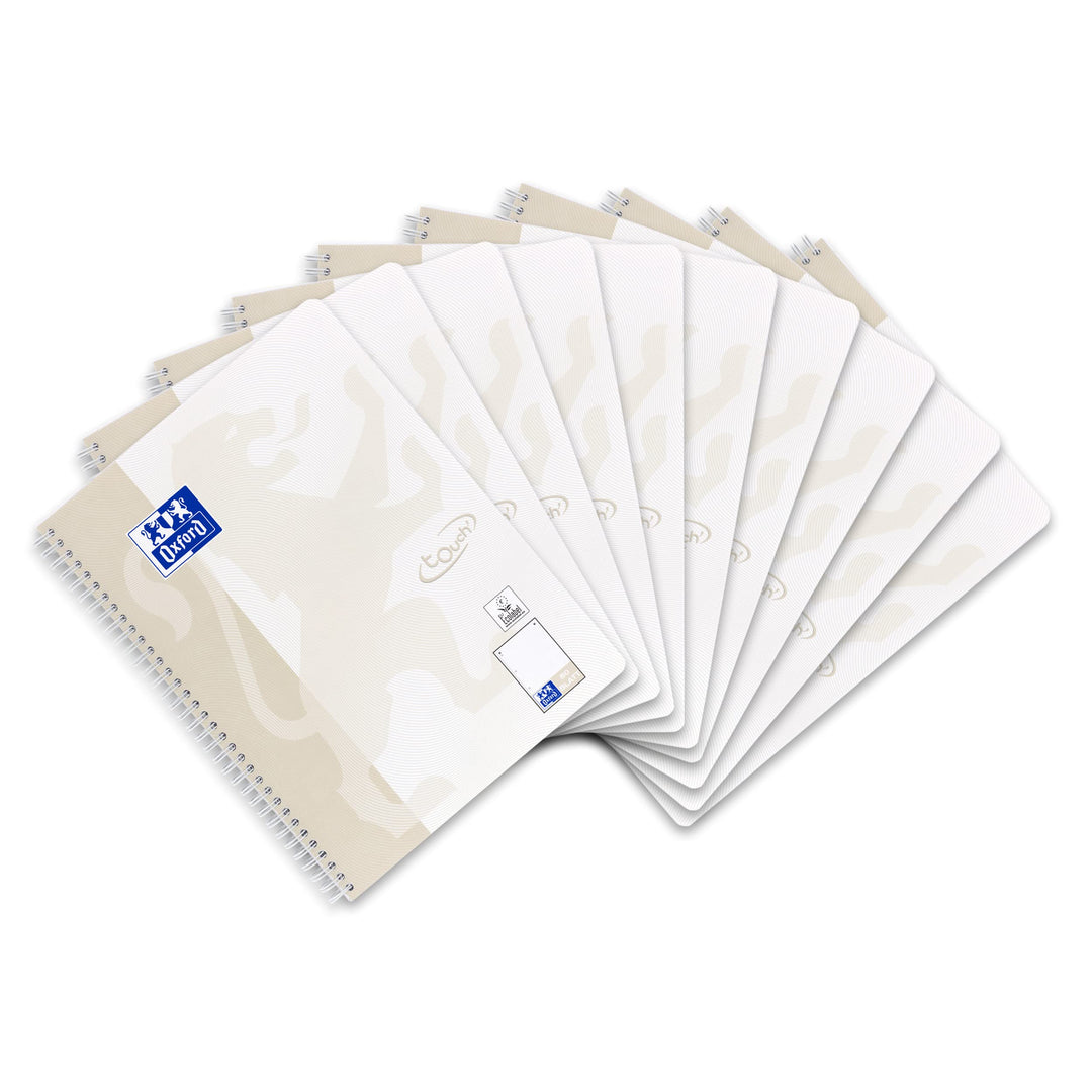 Oxford Touch Collegeblock A4 punktkariert/dotted, 80 Blatt, lichtgrau, 10 Stück Single, Single