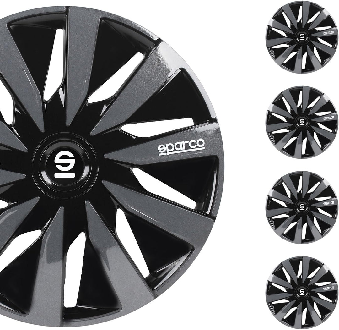 Sparco SPC1591BKGR wheel covers Lazio 15-inch black/grey Single, Single