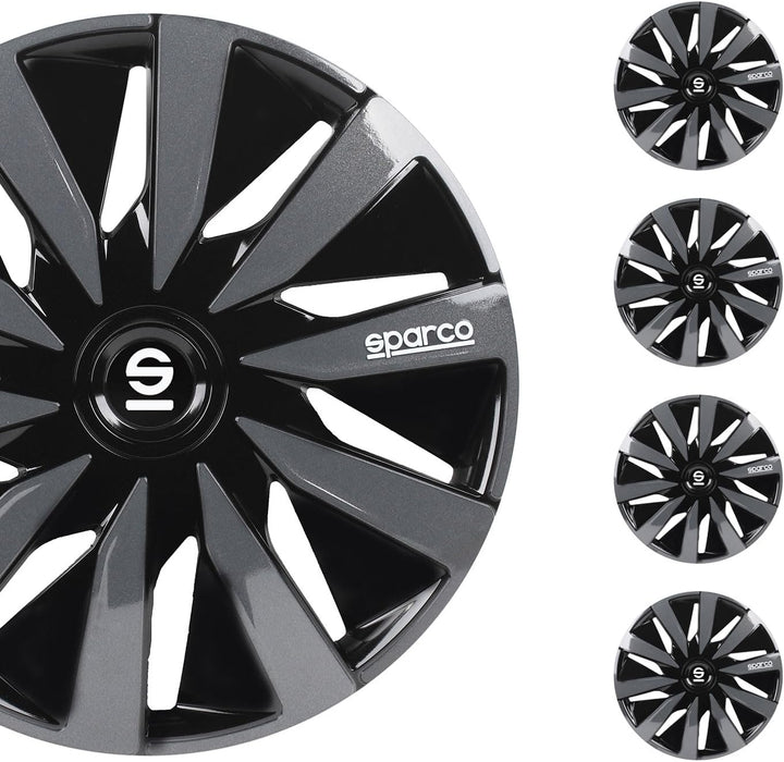 Sparco SPC1591BKGR wheel covers Lazio 15-inch black/grey Single, Single