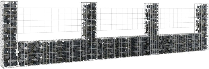 Festnight Gabionenwand Gabionenkorb U-Form mit 4 Säulen Gabione Gabionenkörbe Gabionen Hochbeet Stei