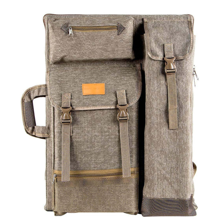 TRANSON Kunstmappe, Künstlerrucksack, Leinwandtasche, Gross 66 x 49,5 cm Braun, Braun