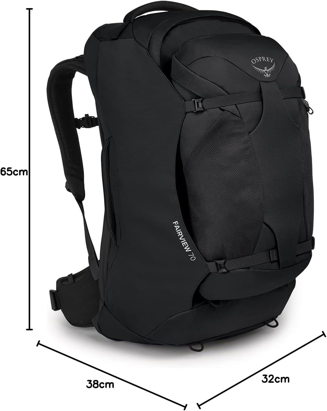 Osprey Damen Fairview Unisex Reiserucksack Rucksack (1er Pack) O/S - Fassungsvermögen 70L Schwarz, O