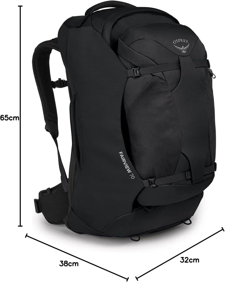 Osprey Damen Fairview Unisex Reiserucksack Rucksack (1er Pack) O/S - Fassungsvermögen 70L Schwarz, O