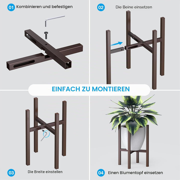 STLOVe Pflanzenständer Metall, Verstellbarer Blumenhocker Modern Blumenständer für Wohnzimmer, Büro,