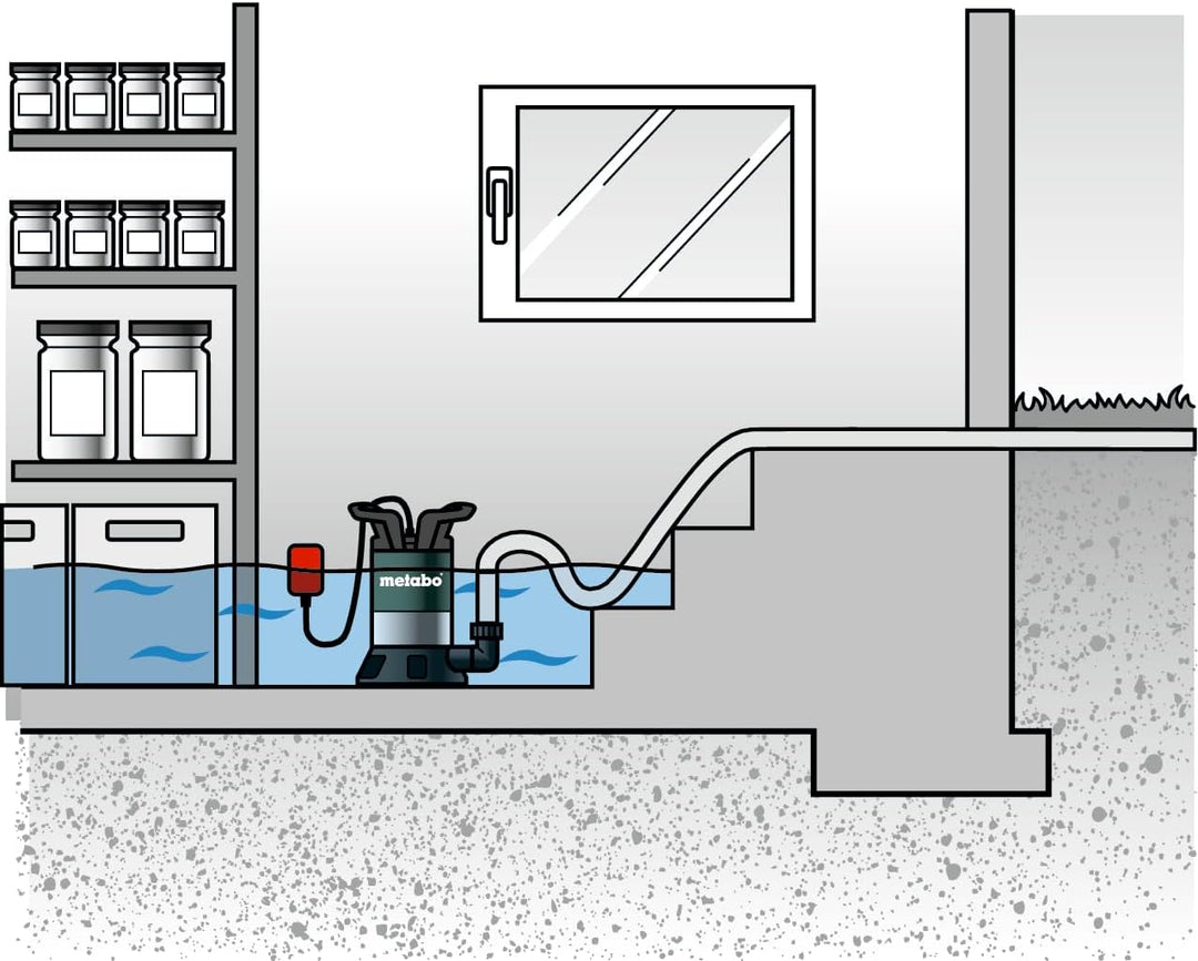 Metabo Klarwasser-Tauchpumpe TP 8000 S – 0250800000 – Nennaufnahmeleistung: 350 W – Max. Fördermenge