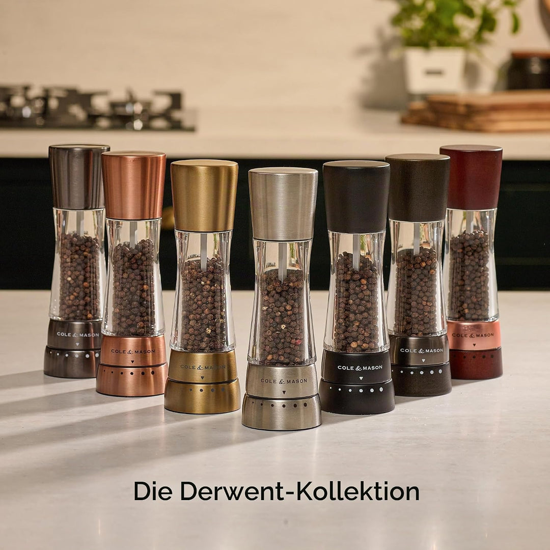 Cole &amp; Mason H59428G Derwent Gunmetal Grau Salz und Pfeffer Mühle, 2er Set Manuell, Edelstahl/Acryl,